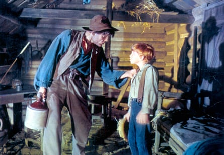 Neville Brand, left, and Eddie Hodges in The Adventures of Huckleberry Finn (1960).
