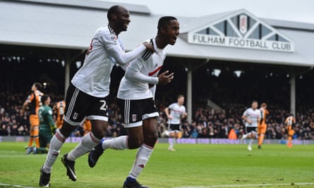 Fulham’s Ryan Sessegnon celebrates his goal in the hosts’ 4-1 thrashing of Hull City.