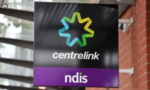 A close up of a Centrelink sign