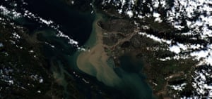 A satellite image of the greater Vancouver area.
