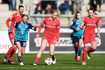 Annie Karich of Freiburg on the ball match against Köln