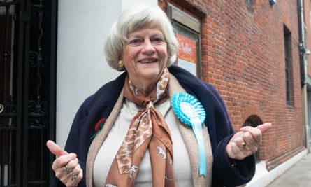 Ann Widdecombe at the Brexit party's election campaign launch, London, 2019.