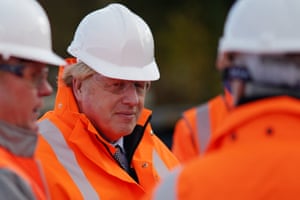Boris Johnson on a visit to Network Rail hub at Gascoigne Wood, near Selby, North Yorkshire, today.
