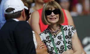 Anna Wintour wears her Wimbledon lanyard.