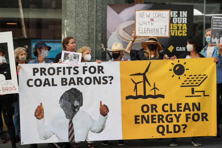 Anti-coal protesters outside Waratah Coal headquarters in 2021