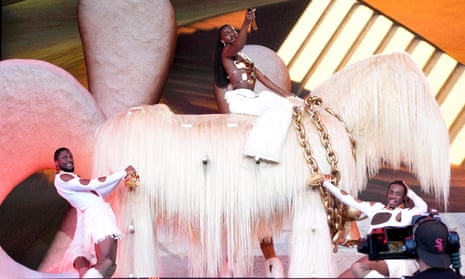 Lil Nas X rides an artificial giant horse on stage for Old Town Road