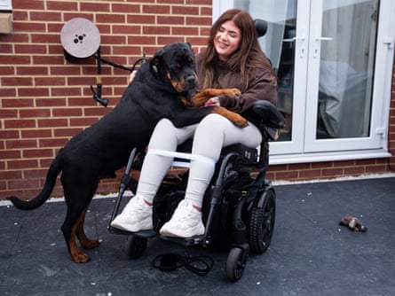 Cherrie-Ann Austin-Saddington, sitting in her wheelchair, at home in Dorset, UK, Sept 2025