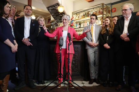 Daisy Cooper holding a briefing at the Wilton Arms in London this morning to explain the party’s budget proposals.