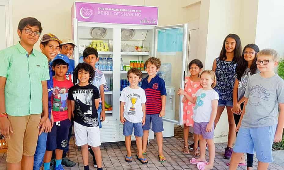 Children in Dubai get in the spirit of stocking public fridges with free food for the city’s poor.