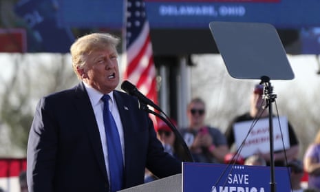 Donald Trump speaks at a rally in Delaware, Ohio on Saturday.