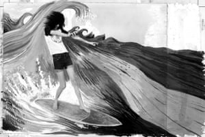 Joey Ramone Surfing on The Great Wave 1977 (co-artist Bruce Carleton)