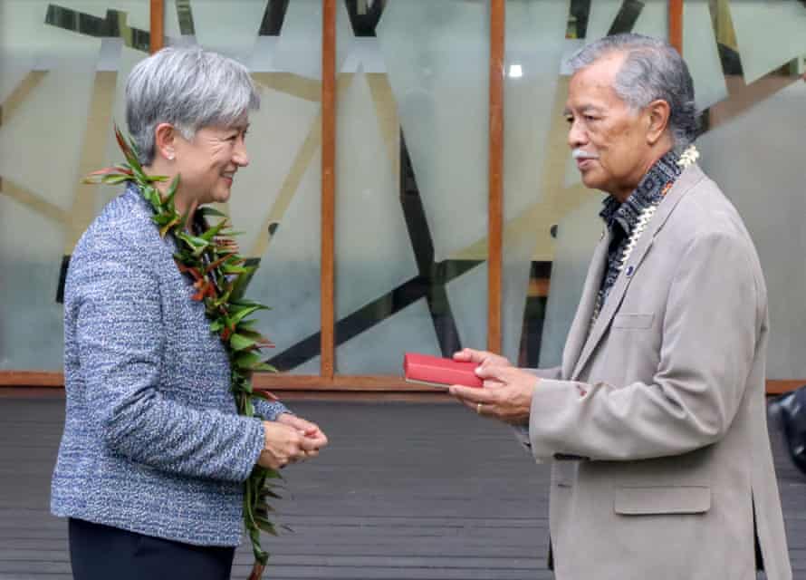 Penny Wong with Henry Puna, the secretary general Of Pacific Islands Forum.