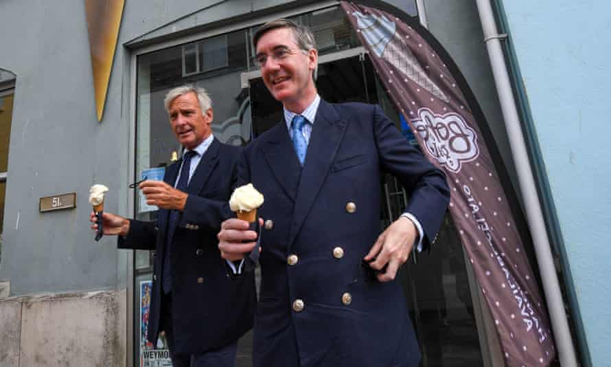 Drax with Jacob Rees-Mogg in Weymouth in August.