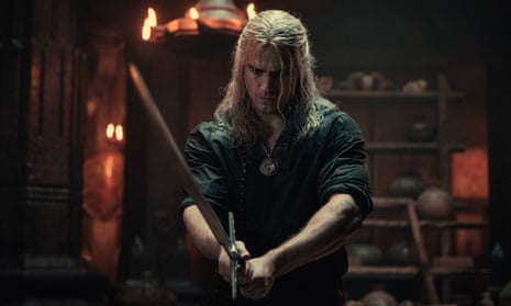 Full-bore … Henry Cavill as Geralt of Rivia in The Witcher.