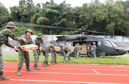 Taiwan defence personal deliver aid in August in the wake of Typhoon Khanun.