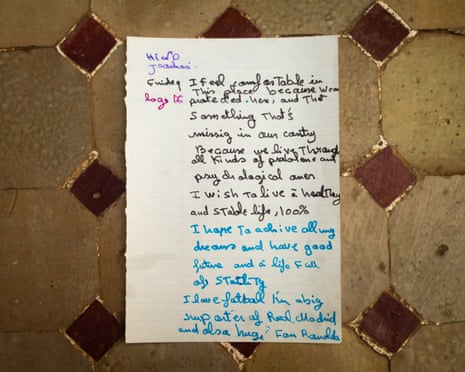 A handwritten letter from a teenage Moroccan girl who made the crossing to Ceuta.