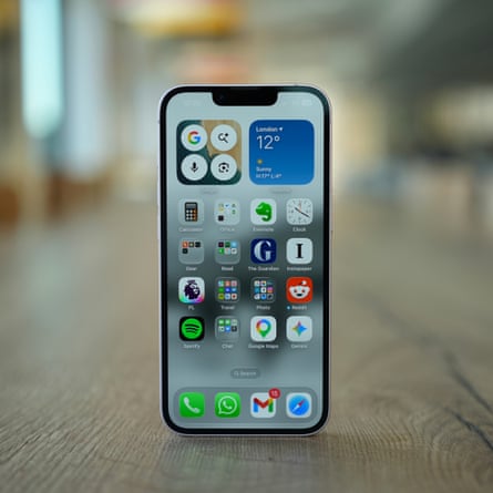 Apple iPhone 17e home screen stood up