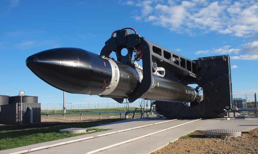 A rocket prepares for launch at Rocketlab’s Mahia peninsula Launch Complex 1 on the North Island of New Zealand,