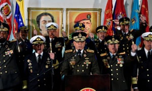 Caracas, VenezuelaDefence Minister Vladimir Padrino Lopez delivers a press conference, along with members of the top military leadership in support of the constitutional president, Nicolas Maduro