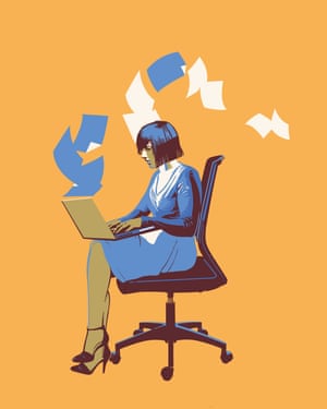 Illustration of woman typing