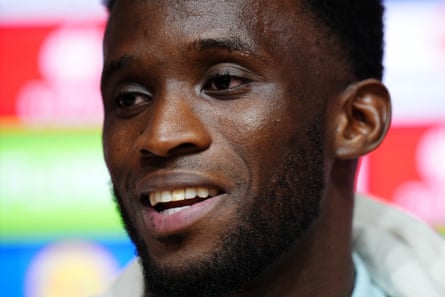 Maccabi Tel Aviv’s Issouf Sissokho faces the media before the match