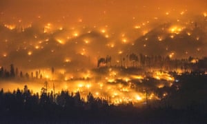 The 2014 El Portal fire burning near Yosemite National Park, California