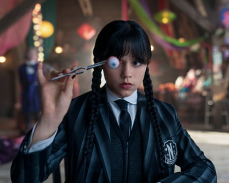 Charisma to power a thousand hearses … Jenna Ortega as Wednesday Addams.