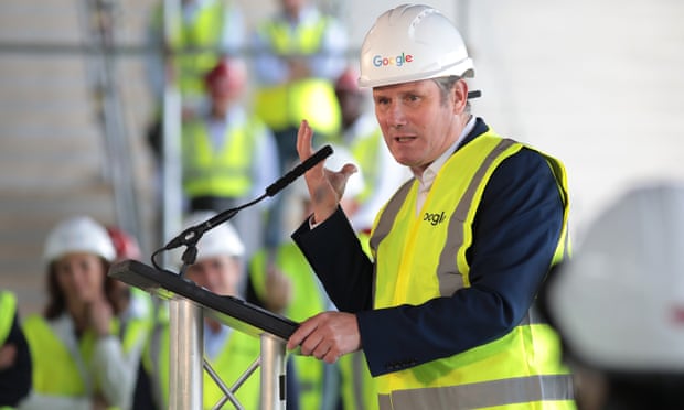 Keir Starmer speaks at the topping-out ceremony