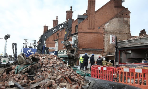 Emergency services at the scene of the Leicester explosion.