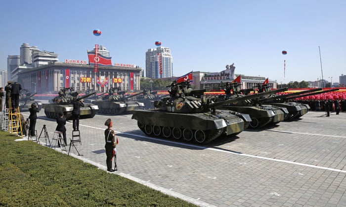 North Korea stages huge military parade to mark 70th anniversary | World news | The Guardian