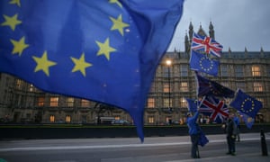 Anti-Brexit demonstrators outside parliament in London