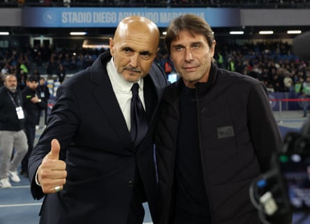 Juventus coach Luciano Spalletti and Napoli coach Antonio Conte