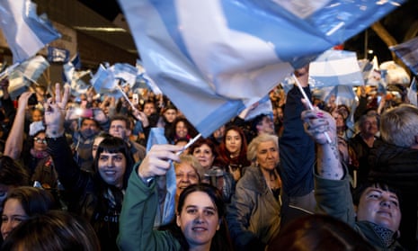 Supporters of the opposition presidential candidate Alberto Fernández
