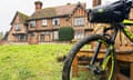 Bike near medieval buildings in Brent Eleigh on the Wolf Way