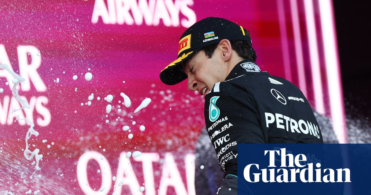 George Russell holds off Max Verstappen to win crash-filled F1 Azerbaijan GP