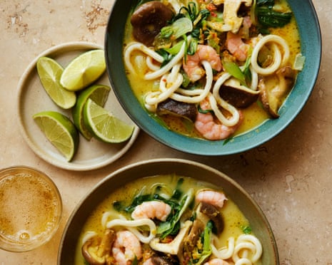 Rukmini Iyer's cold lemongrass and coconut prawn noodles.