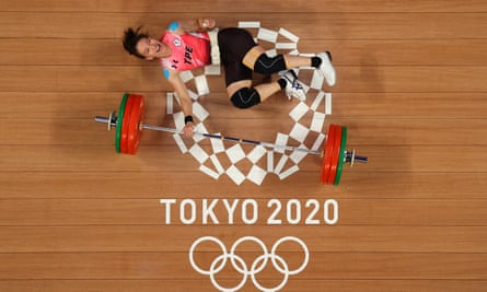 Gold medallist Kuo Hsing-Chun competing in the weightlifting on day four of the Olympics