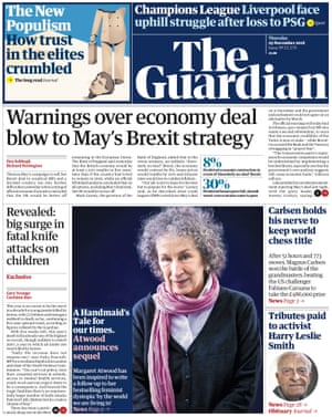 Guardian Home Page, Thursday 29 November 2018