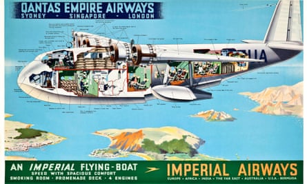 Vintage poster showing Qantas Empire Airways.