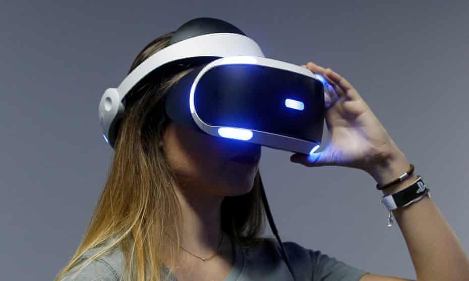 A gamer wears the PlayStation VR at a Paris games fair in 2015.