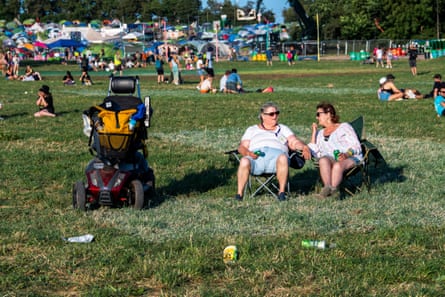 Just two ladies chilling at Glastonbury festival.