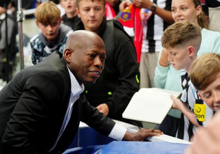 Faustino Asprilla mixes with the fans, 28 years after his famous hat-trick sealed a 3-2 victory over Barcelona for Newcastle.