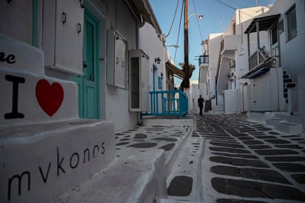 A deserted resort n the Greek island of Mykonos last week.