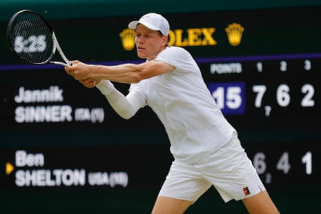 Sinner eases past Shelton in straight sets to seal Wimbledon semi-final spot | Wimbledon 2025 | The Guardian
