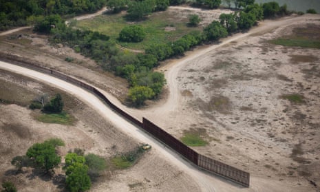 A section of the US-Mexico border fence near McAllen, Texas.