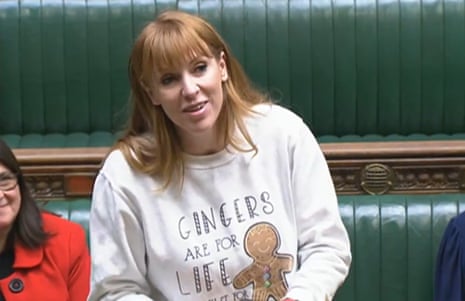 Angela Rayner wearing a Christmas jumper in the Commons this morning.