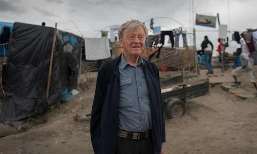 Lord Dubs at a refugee camp in Calais.