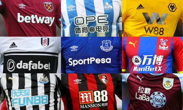 Nine Premier League clubs have a gambling company as their main shirt sponsor this season, and 17 of the 24 Championship clubs do.