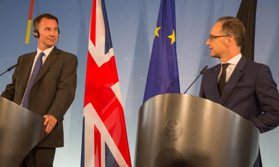 Jeremy Hunt, the UK foreign secretary, meets his German counterpart, Heiko Maas in Berlin