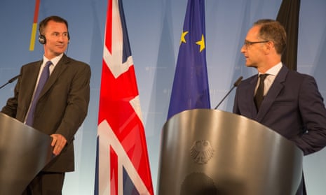 Jeremy Hunt, the UK foreign secretary, meets his German counterpart, Heiko Maas in Berlin